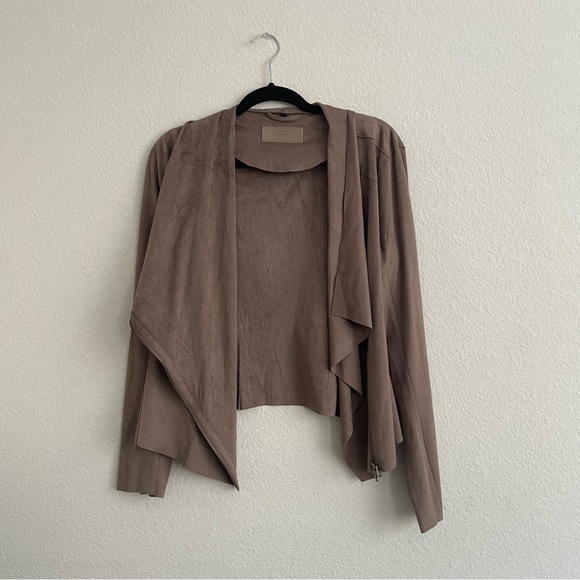 Blank NYC Drape Front Faux Suede Tan Jacket Size Large - Picture 5 of 8